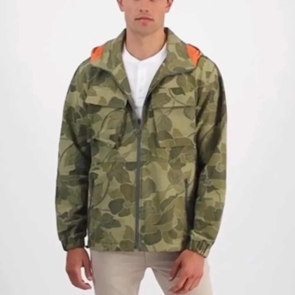 Sun + Stone Mens Camo Green Leaf Print Full Zip Hooded Windbreaker Size L NWT - Picture 3 of 14